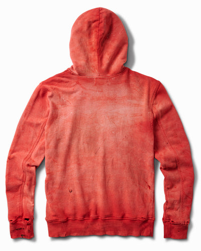 17OZ Aged & Distressed French Terry Red Sun Hoodie