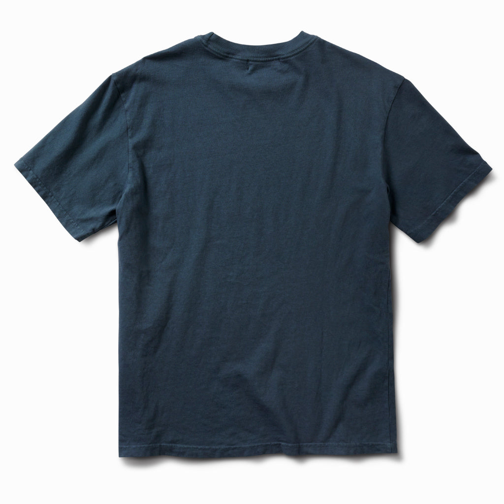 Oversized indigo blue tee, back view