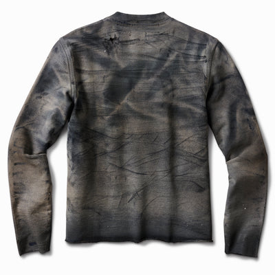 Artist Distressed Dirty ivory French Terry Crew Sweatshirt