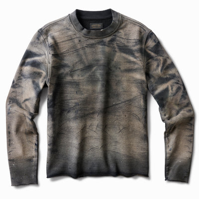 Artist Distressed Dirty ivory French Terry Crew Sweatshirt