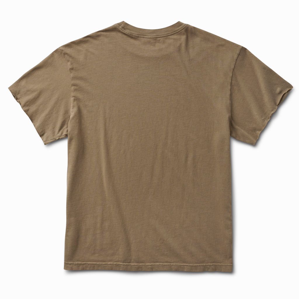 Sahara tan raw edge tee, back view