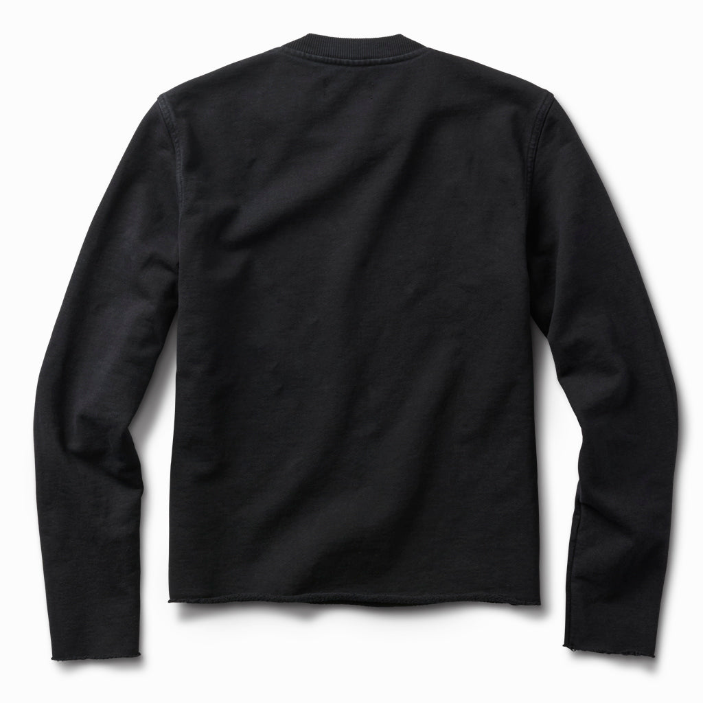 Washed black crew sweatshirt, back view