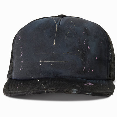 Artist Distressed Black Oil Stain Hat