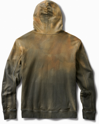 Oil-stained leatherized hoodie, back view