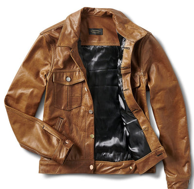 Aged Italian Handmade leather Trucker Jacket - Schaeffer's Garment Hotel