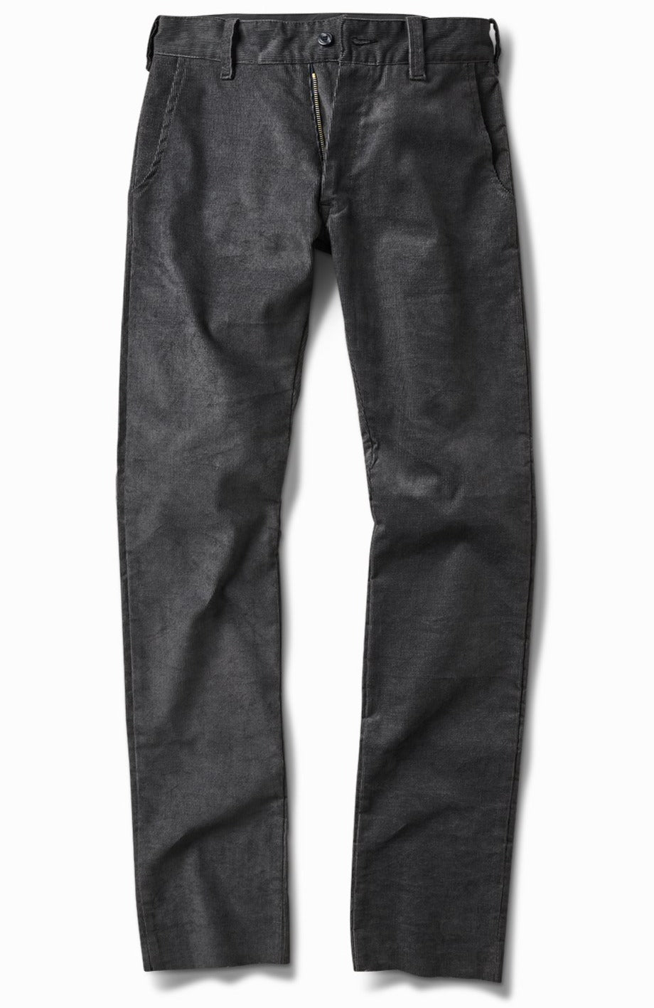 Charcoal wale corduroy chino pants, tall straight fit, front view