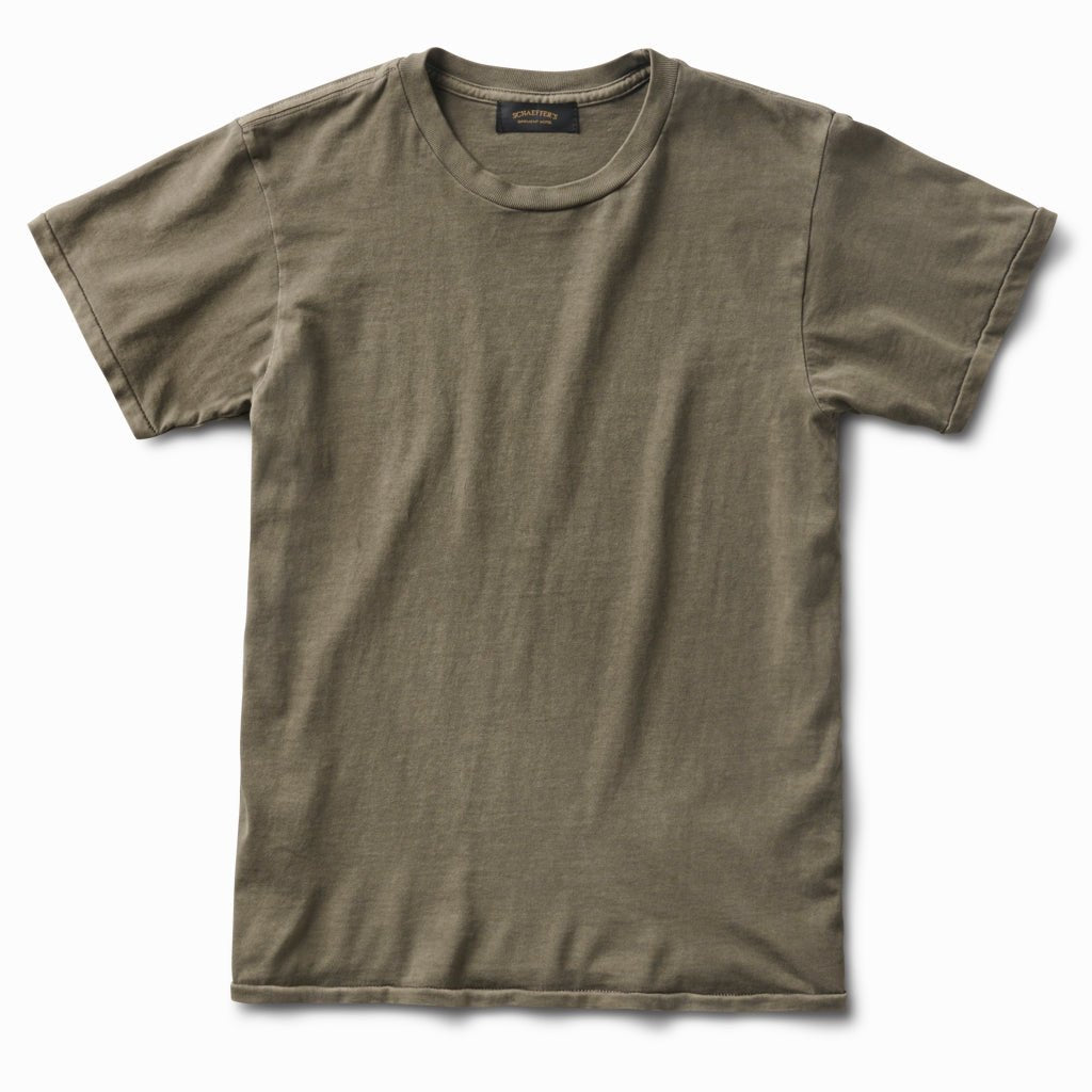 OD moss green ringspun 40s tee, front view