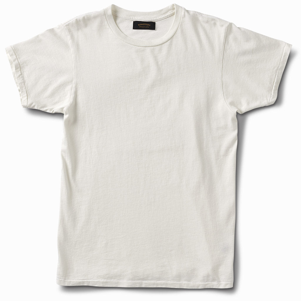 Off-white ringspun 40s tee, front view