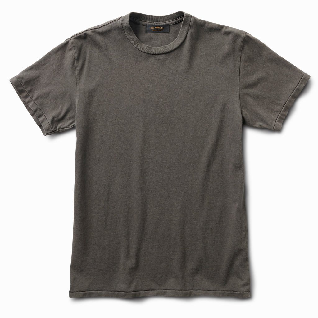 Charcoal grey ringspun athletic tee, front view