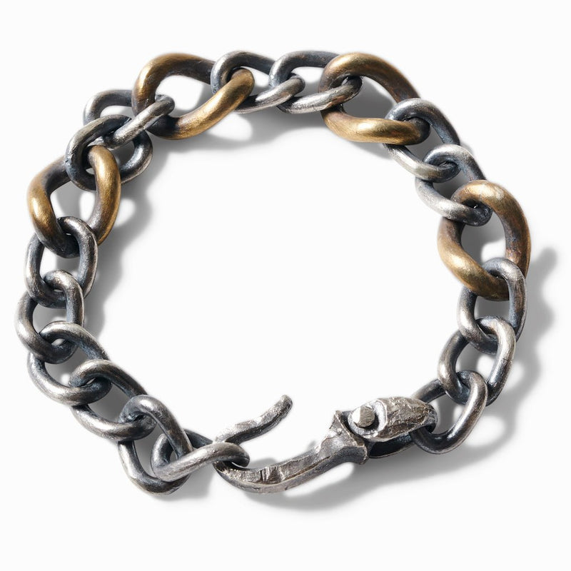 Sterling Silver and Brass Chunky link Bracelet