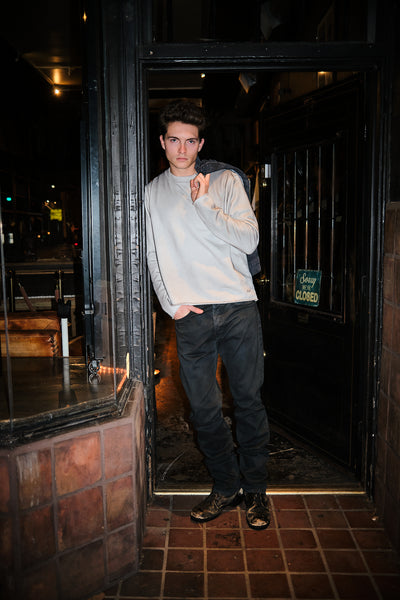 Dirty White Raw Edge French Terry Crew Sweatshirt