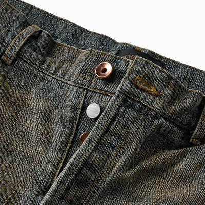 Dirty Destroyed Indigo Double Front Shorts