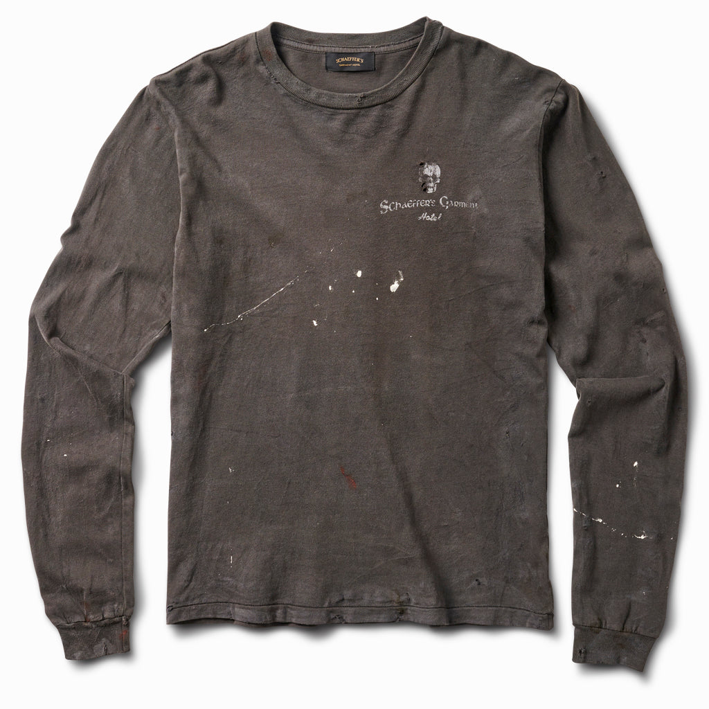 Long Sleeve Tee - Aged Artist Distressed Charcoal Grey Chateau