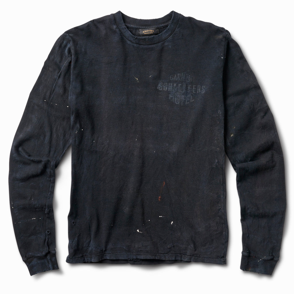 Aged Artist Distressed Ghost Logo Long Sleeve - Black