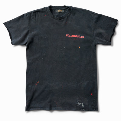 Artist Aged Distressed Script Logo Tee - Black