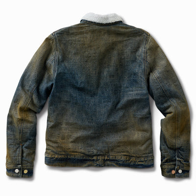 THE DESTROYED SHEARLING CENTER ZIP DENIM JACKET
