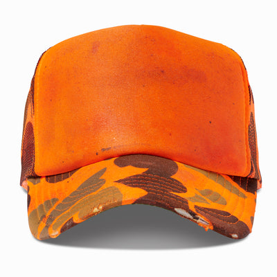 Artist Distressed oil aged dirty camo trucker Hat