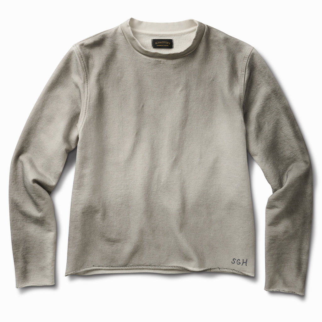 Dirty White Raw Edge French Terry Crew Sweatshirt