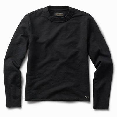 Raw Edge French Terry Crew Sweatshirt - Washed Black