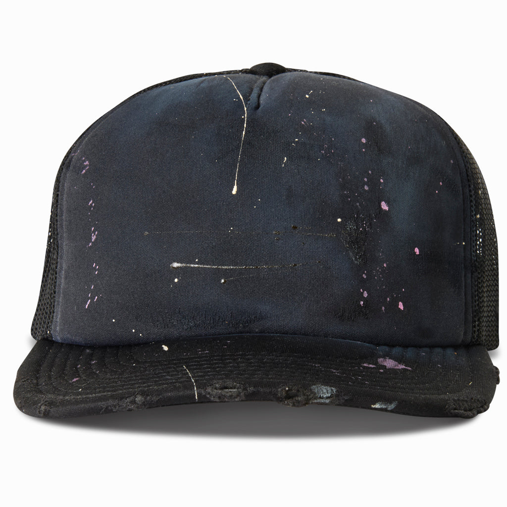 Artist Distressed Black Oil Stain Hat