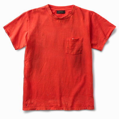 New Artist DISTRESSED Ringspun 40s Pocket Tee - Sunburst Red