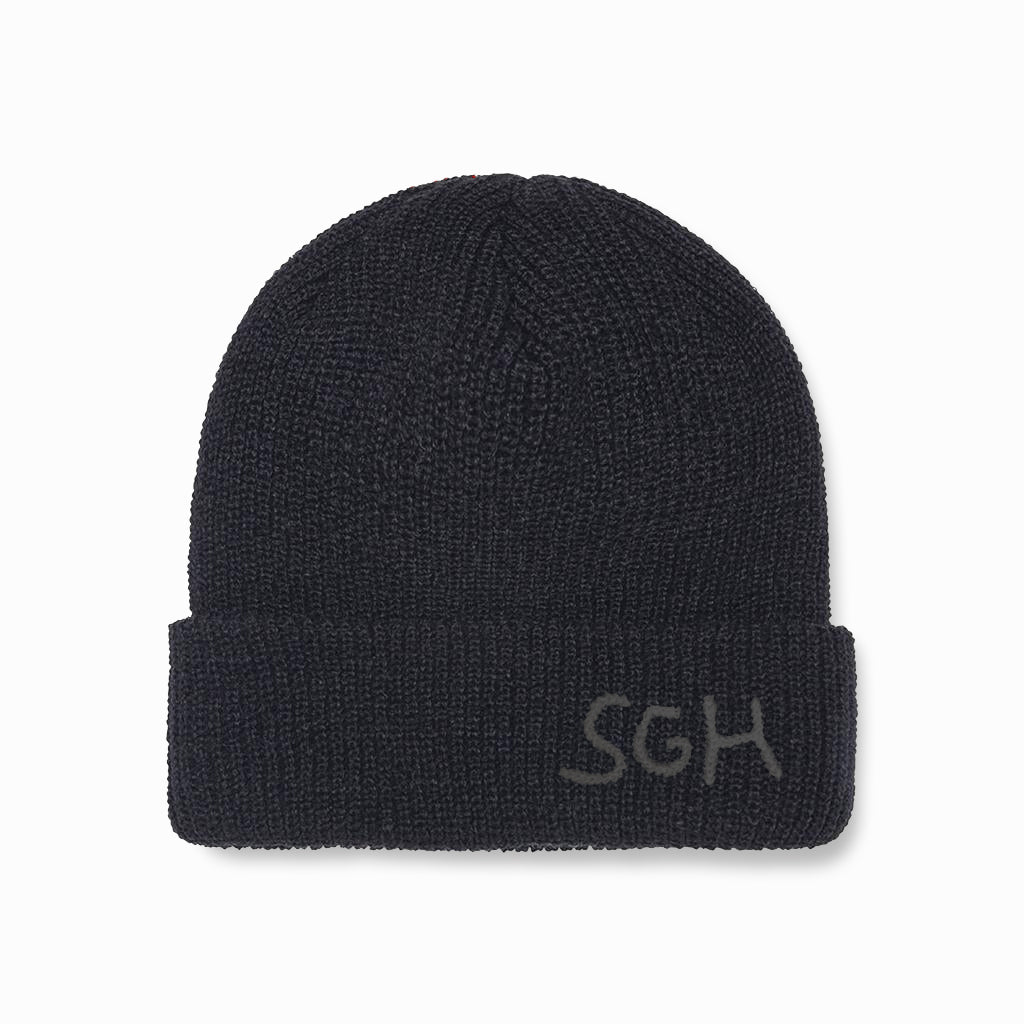 Black cord beanie 02 with charcoal