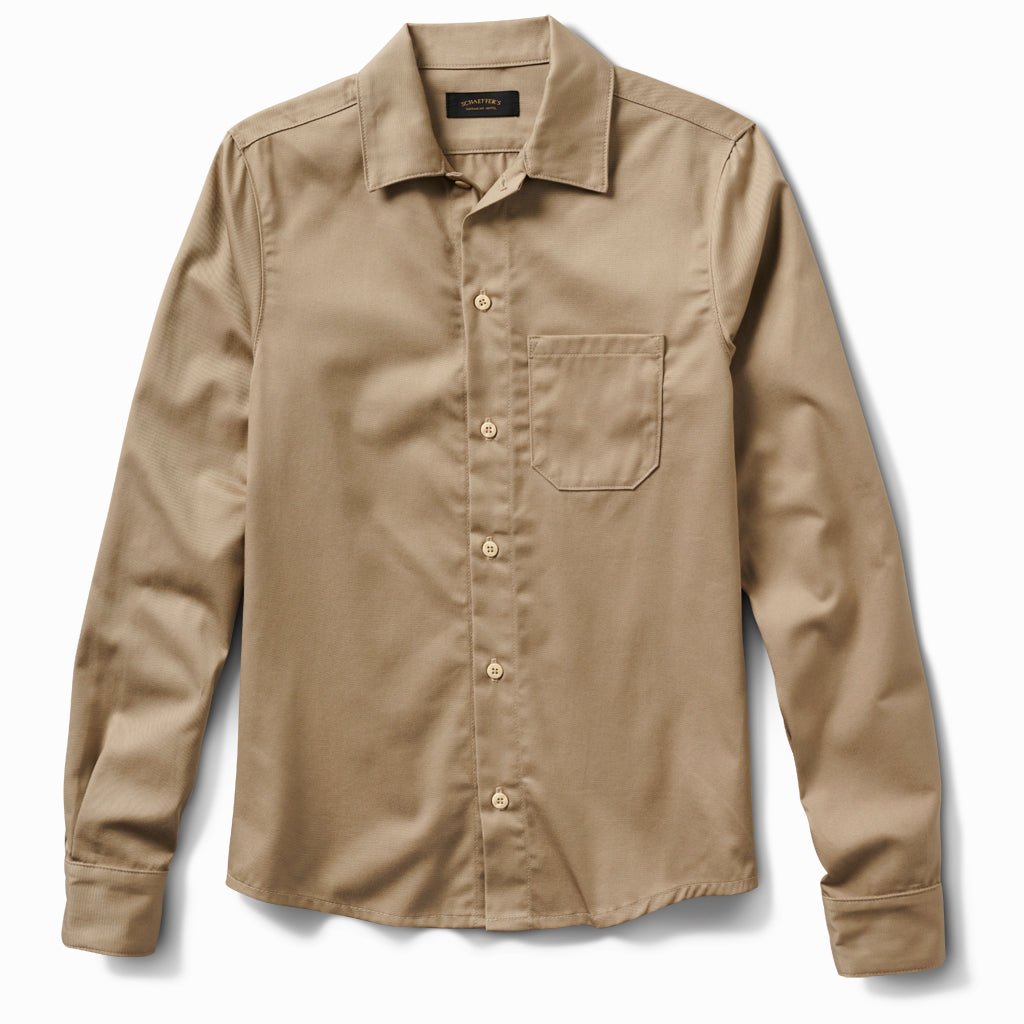 Brushed Twill Sahara Tan Button Down Shirt - Schaeffer's Garment Hotel