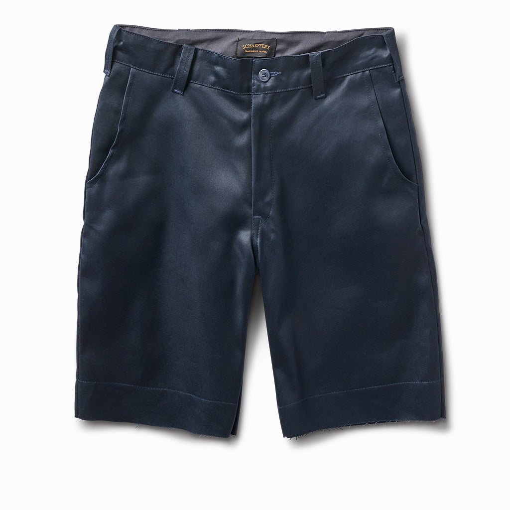 Japanese chino shorts - waxed indigo blue