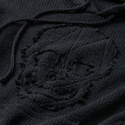 midnight twisted knit skull hood sweater - Schaeffer's Garment Hotel