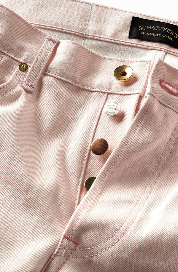 【関税＆送料込み】ChloAC Pink Cotton Jeans Rareism Women Kocho Pink Cotton Lycra Fabric Mid Rise Solid