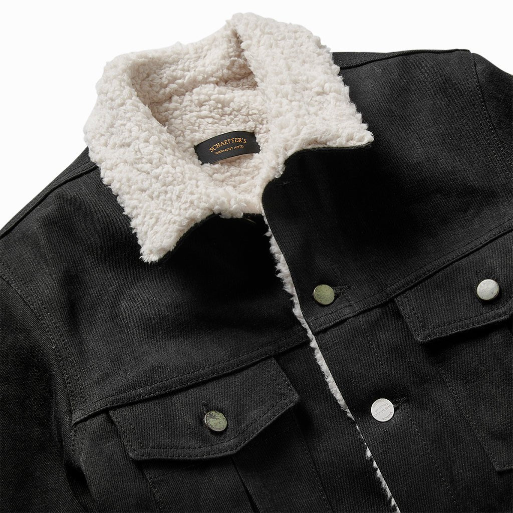 Shearling Denim Jacket Sulfur Black Shop Now Schaeffer's
