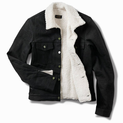 Parisian faux fur trim denim jacket in black | ASOS